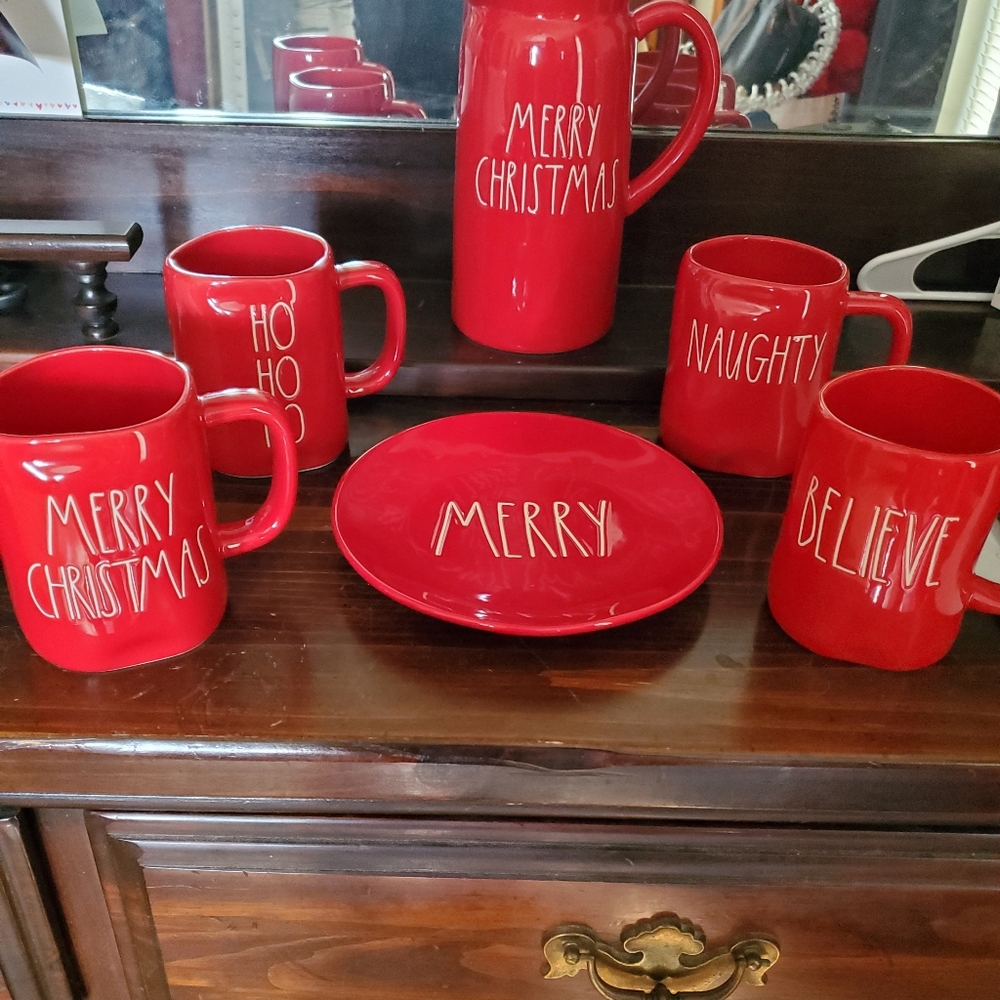 Rae Dunn Red Ceramic Christmas Set